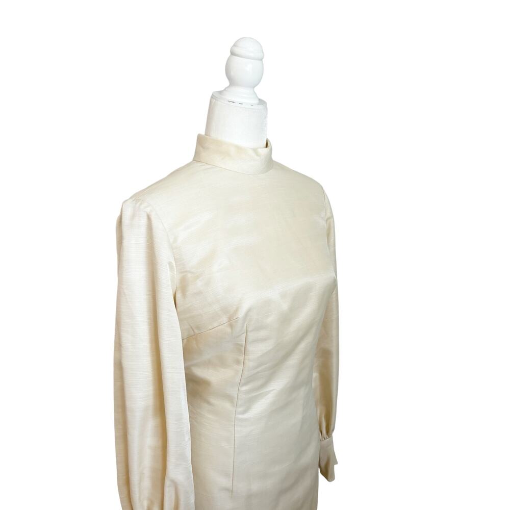 Vintage 1960s Silk Shantung Maxi Dress Gown Small Yellow - Picture 4 of 13